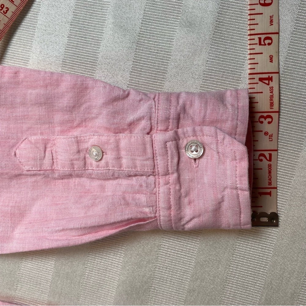 Tommy Bahama 100% Linen Pink Button-Up Shirt Blouse Long Sleeve Sz S/P - Picture 7 of 16